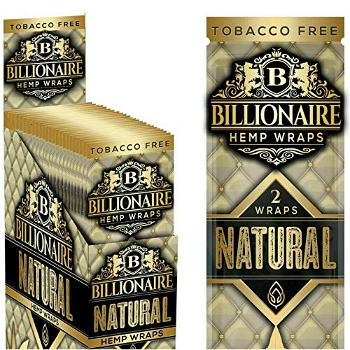 Billionaire Hemp Wraps! Organic Wraps, Tobacco Free! – (Natural, 25 Packs)