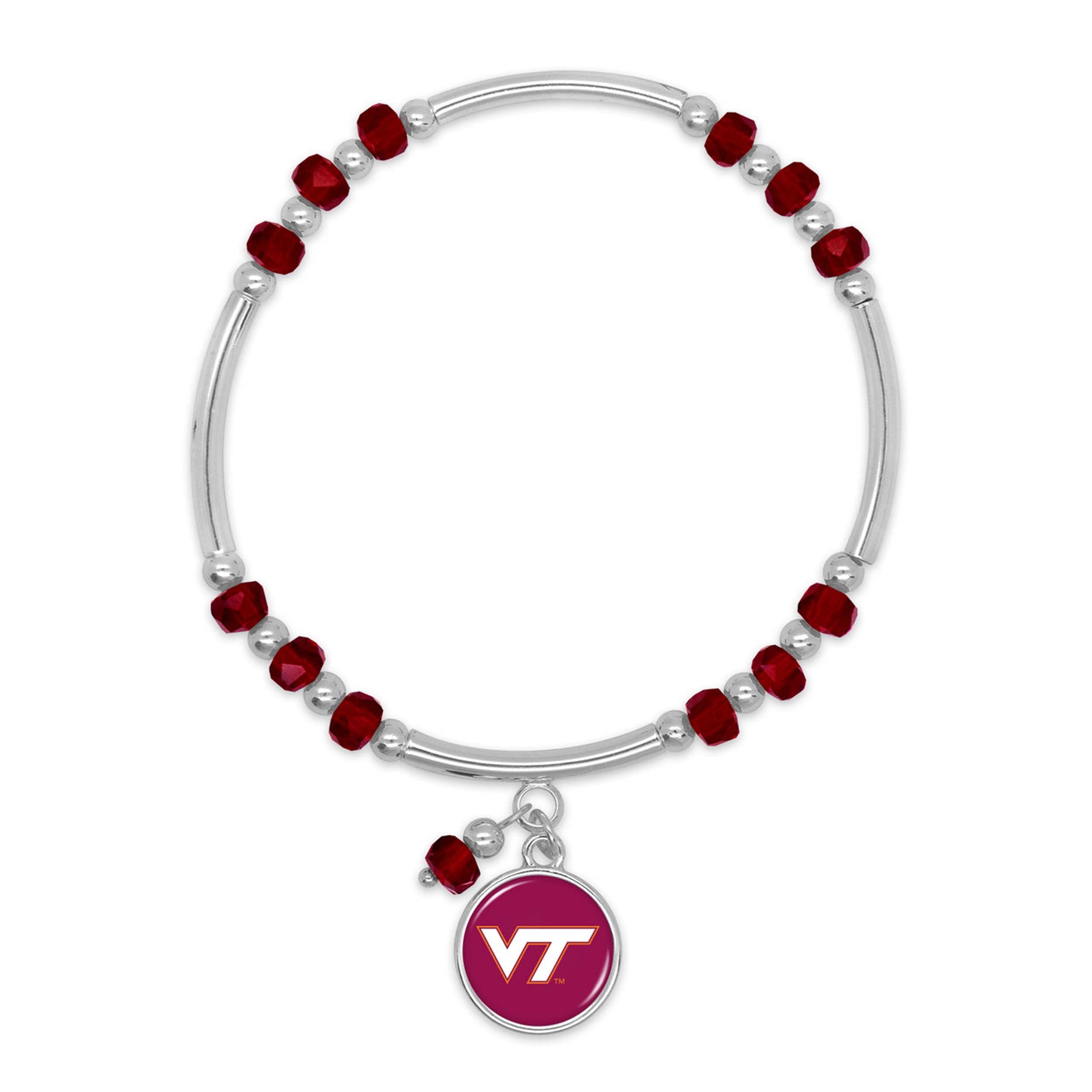 From the Heart Virginia Tech Hokies Ivy Stretch Bracelet Silver Chain Jewelry Gift VT