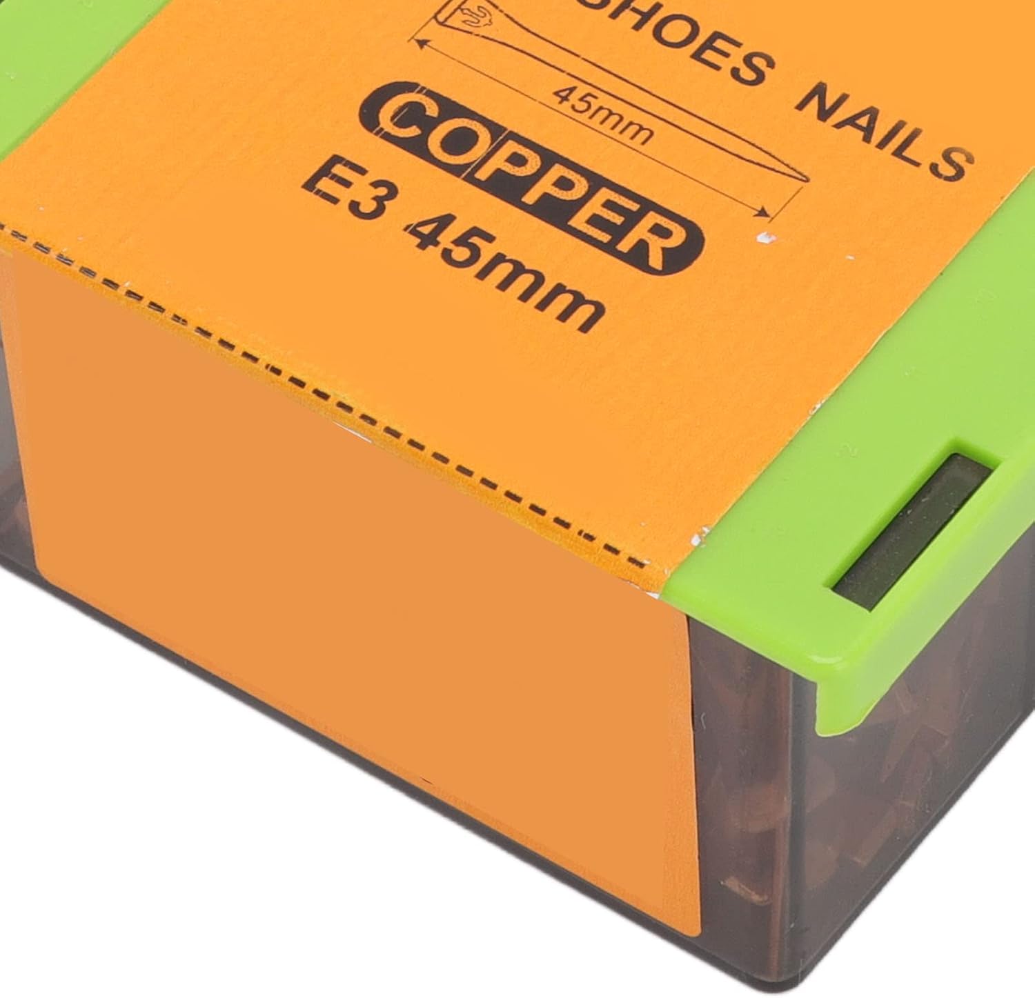 250Pcs Horseshoe Nails Copper Plating Shoeing Nails 51mm / 2.01in with Plastic Box - High Tensile Strength, Optimum Elasticity, Convenient Livestock Use (E3)