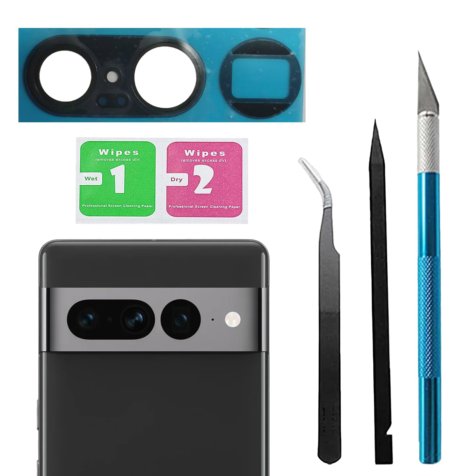 For Pixel 7 Pro Back Rear Camera Glass Lens Replacement Part Compatible with Google Pixel7Pro Camera Glass with Pre-Installed Adhesive and Repairing