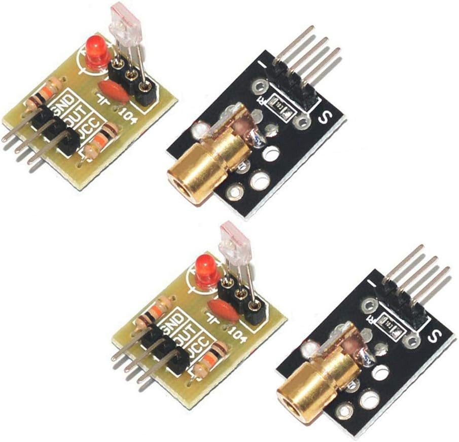 Acxico 2Sets Laser Sensor Module For Arduino AVR(KY-008 Laser Transmitter +Laser Receiver Sensor Module Non-modulator Tube)