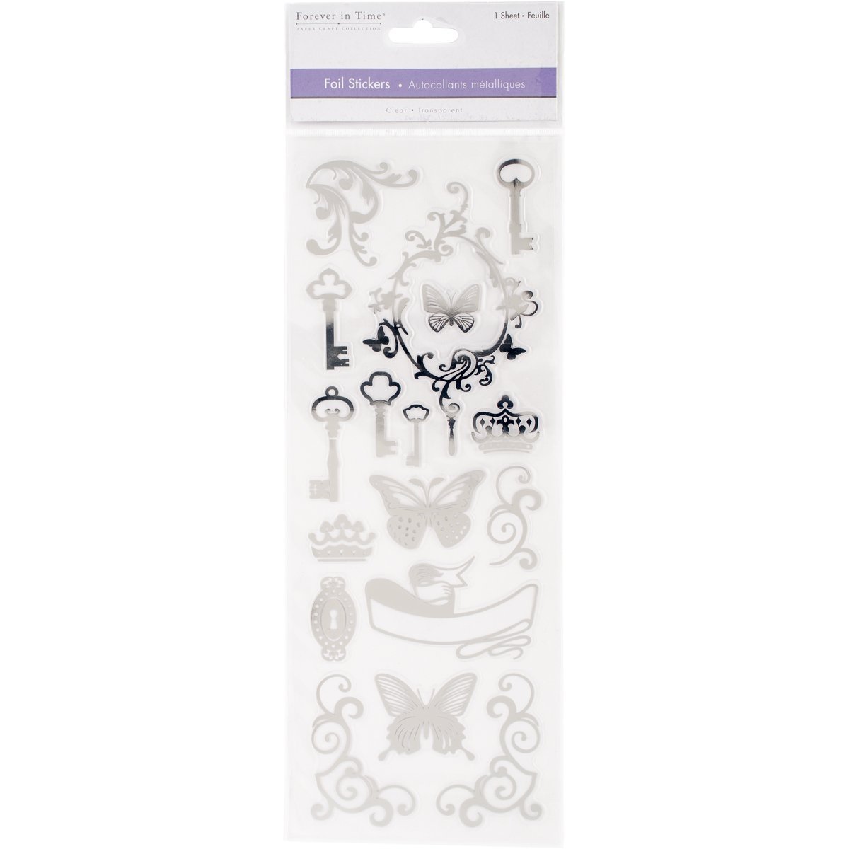 MultiCraft Clear Foil Stickers-Vintage Silver