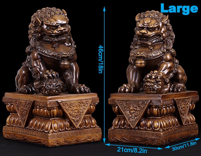 Estatuas guardianes Fu Foo Dogs grandes de resina miniatura 2