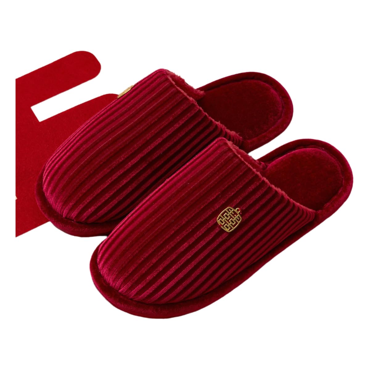 Pantofole Donna da Sposa Antiscivolo in Pile Corallo per Gli Sposi, Casa Leggere-Modello Uomo Rosso-40-41