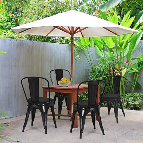 baibu Metal Dining Chair Cushion, Breathable Metal Kitchen Chair Pad with Ties Metal Stackable Chair Seat Cushions - One Pad Only (Mesh-Black, 14x14x1.5in)