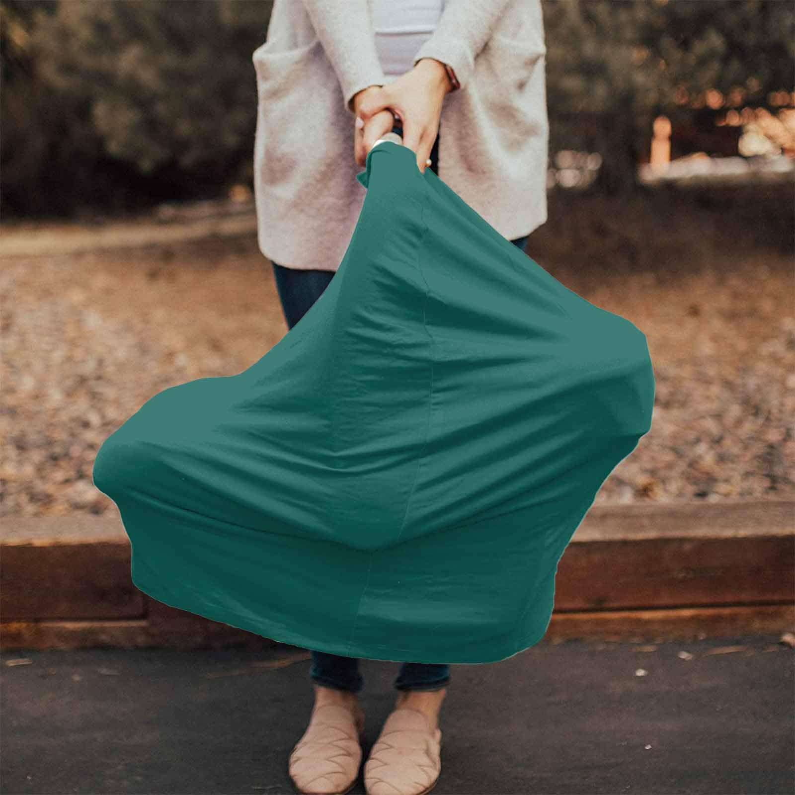 Nursing Cover for Breastfeeding Scarf, Dark Green Solid Color Baby Car Covers Super Soft Multi Use for Canopy Shopping Cart Cover Blanket Stroller Cover