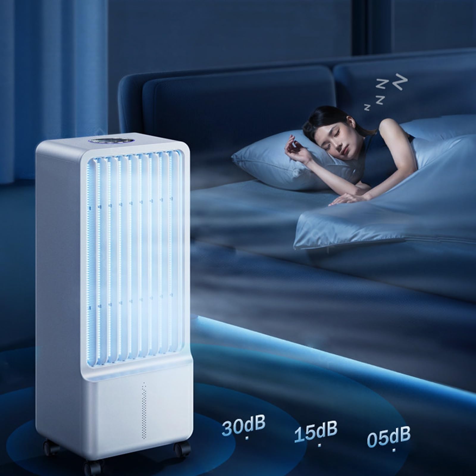 Pinguino Aire Frio, Depósito de Agua de 6 Litros, Sistema de Refrigeración Activa No Necesita Hielo, Aire Acondicionado Portátil Sin Tubo, Oscilación de 80°, 3 Velocidades y 3 Modos