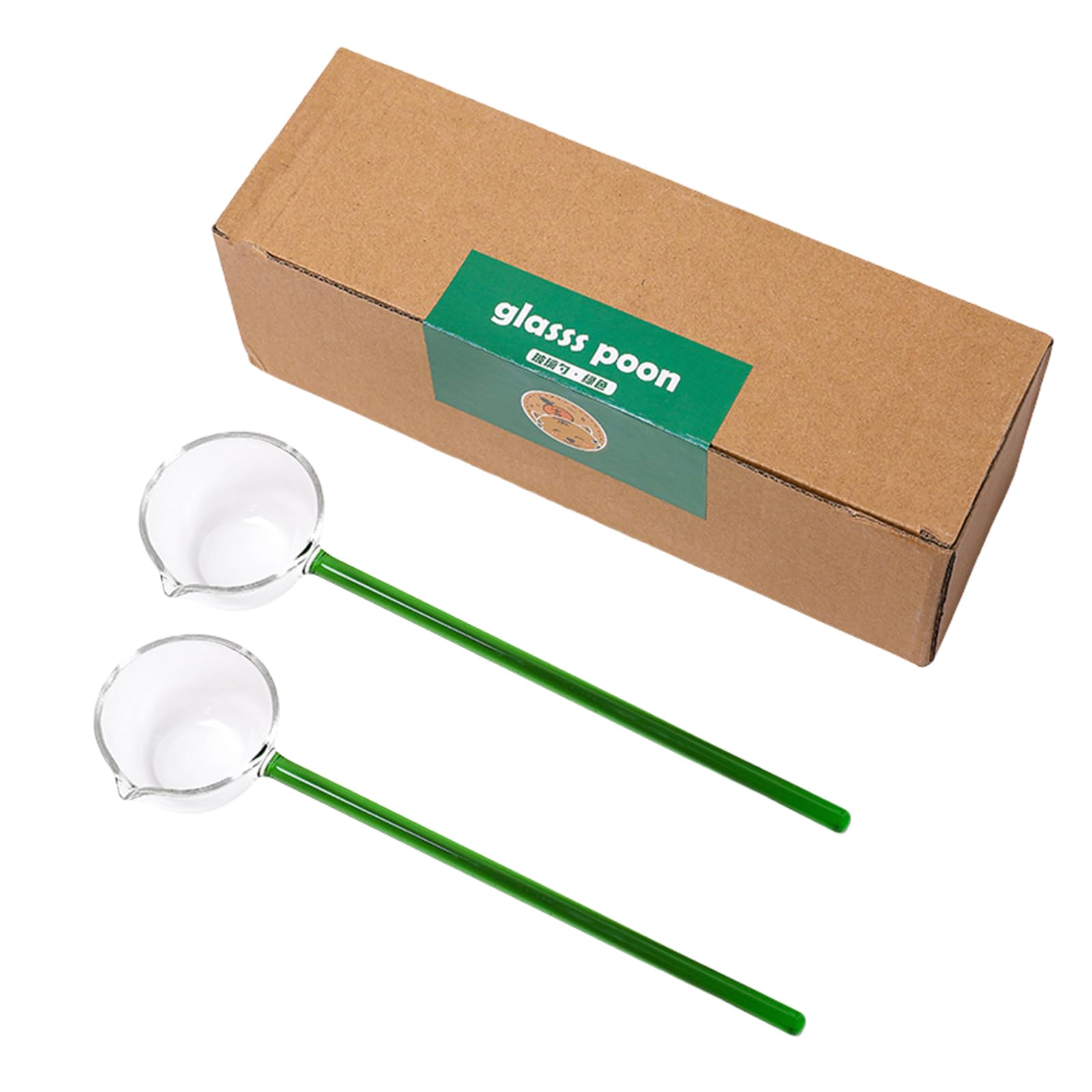 HZBB Of 2 Clear Spoons Borosilicate Glass Soup Ladles with Long Handles for Banquets Soap Ladle Borosilicate Glass Soup Ladle