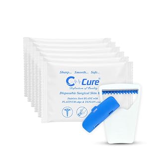 C-Cure Disposable Razor For Men Pack of 6 | Surgical Skin Blade Use And Throw Shaving Razor With Safety Cap | Manual Beard And Face Grooming | Travel Friendly Stainless Steel Blade | ISO, CE Approved