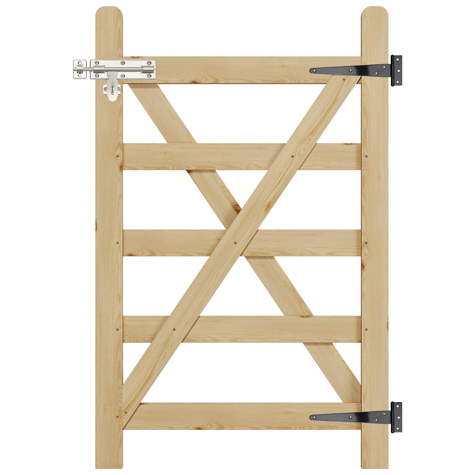 INMOZATA Garden Gate Wooden Pedestrian Gate with Gate Lock and Hinge, 2.5ft Wide x 4ft High (76cm Wide*120cm High)