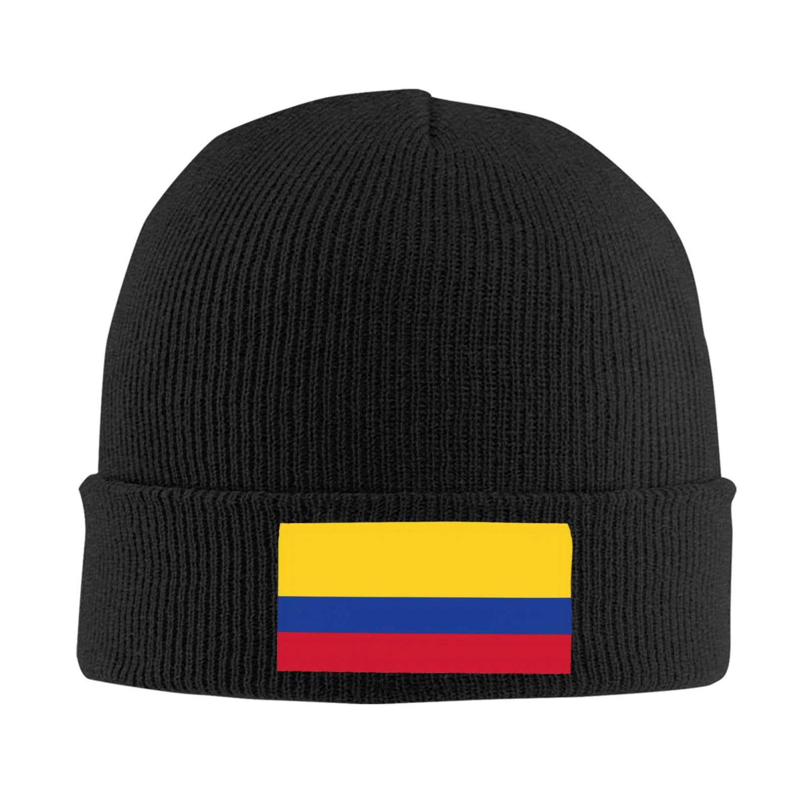 Yyoretp Unisex Black Winter Flag Of Colombia Print Beanie Knit Hat For Men Women,Warm Soft Cuffed Skull Knit Cap.