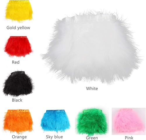Miniatura 7 de AWAYTR Pavo Marabou Hackle - Adorno de flecos de plumas esponjosas de 6 a 8 pulgadas de ancho paquete de 2 yardas blanco