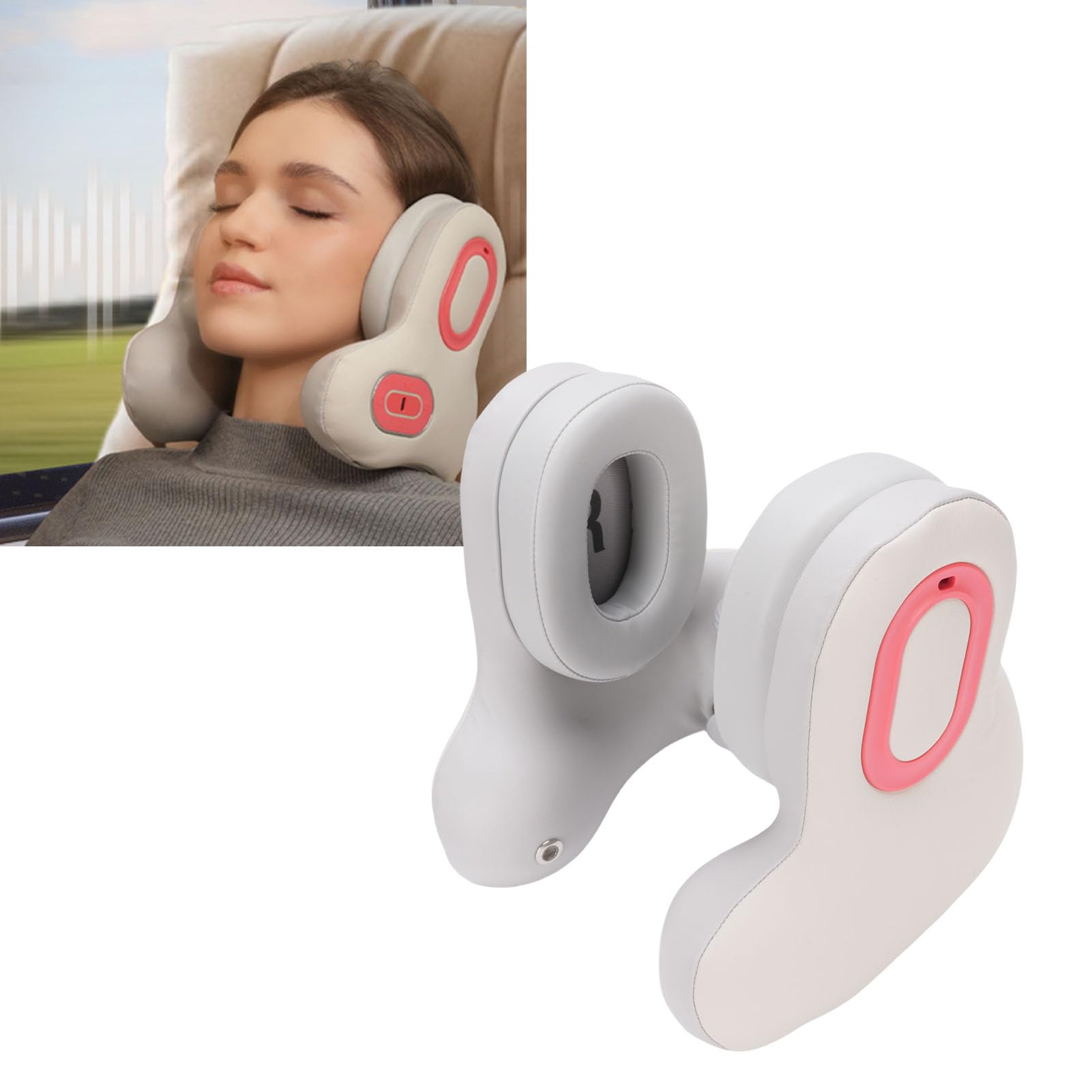 banapoy Reise-Nacken Kissen mit Bluetooth-Headset, Memory-Schaum-Flugzeug Kissen U-Form Reise Musik Headset mit Geräusch Unterdrückung, Heiz Funktion, für Flug, Auto, Büro