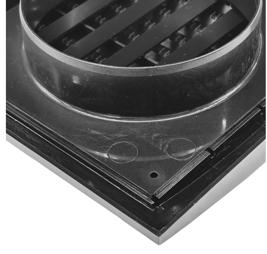 H&C VENT Ventilatierooster, Vierkant, Zilver, 190 X Mm, 125 Met Schuif Insectenwering Kunststof Weerbestendig Rooster Voor Afzuigafdekking Afzuigkap Garage Deur Koelkast 2106430744