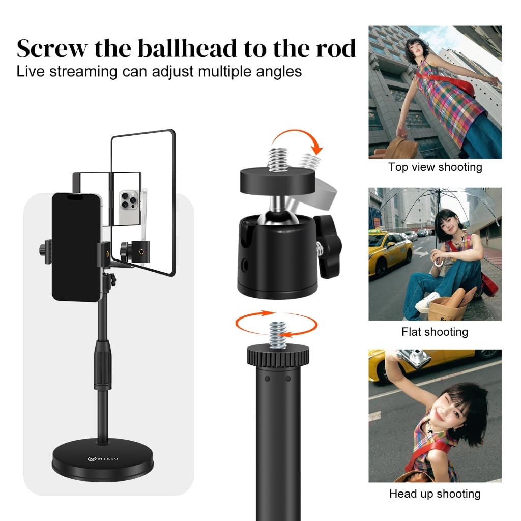 Soporte de teléfono asistido por espejo para cámara trasera, videos cortos y filmación