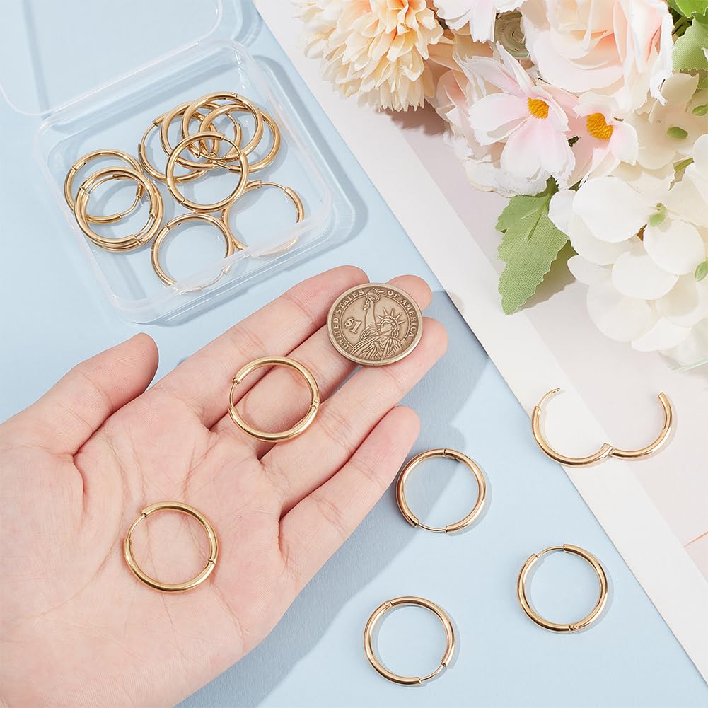 SUNNYCLUE 24 Pièce De Véritables Accessoires De Bijoux Plaqués Or 18 Carats Créoles Huggie Boucles D'Oreilles Créoles Torsadées Rectangulaires Demi Spirales En Laiton Accessoires Pour La Fabrication D