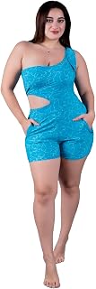 Keepfit Womens Printed one Shoulder Legsuit with 2 Side Zip Pockets Price In India