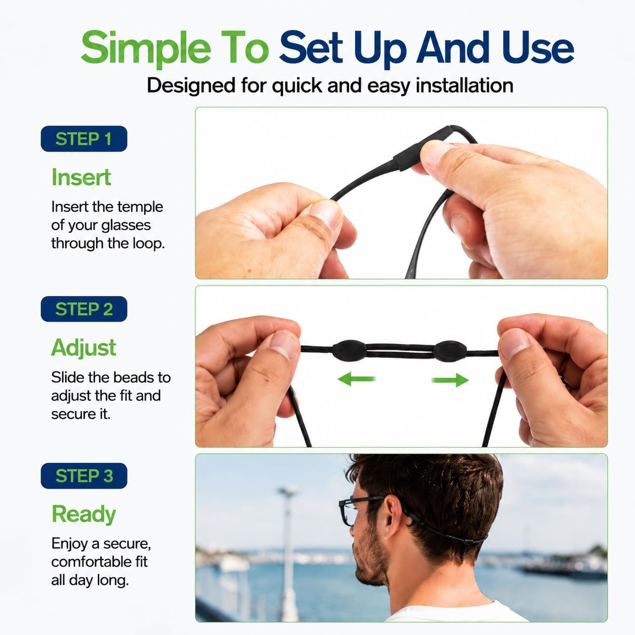 Secure-Fit Glasses Strap, Adjustable Anti-Slip for Sports & Work | Universal Eyewear Retainer for Adults image 4