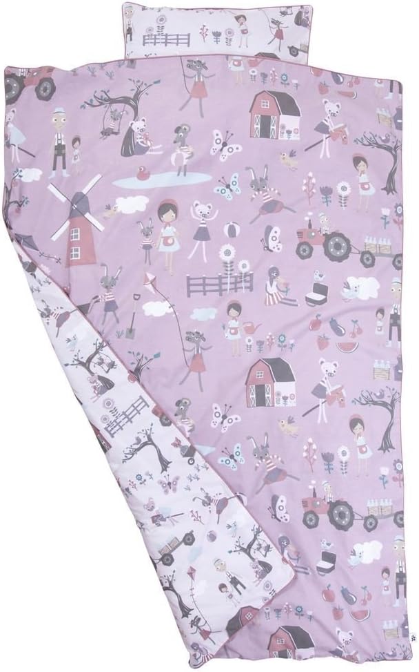 'Sebra Cotton Farm Girl's Bed Linen 135 x 200/65) in Pink