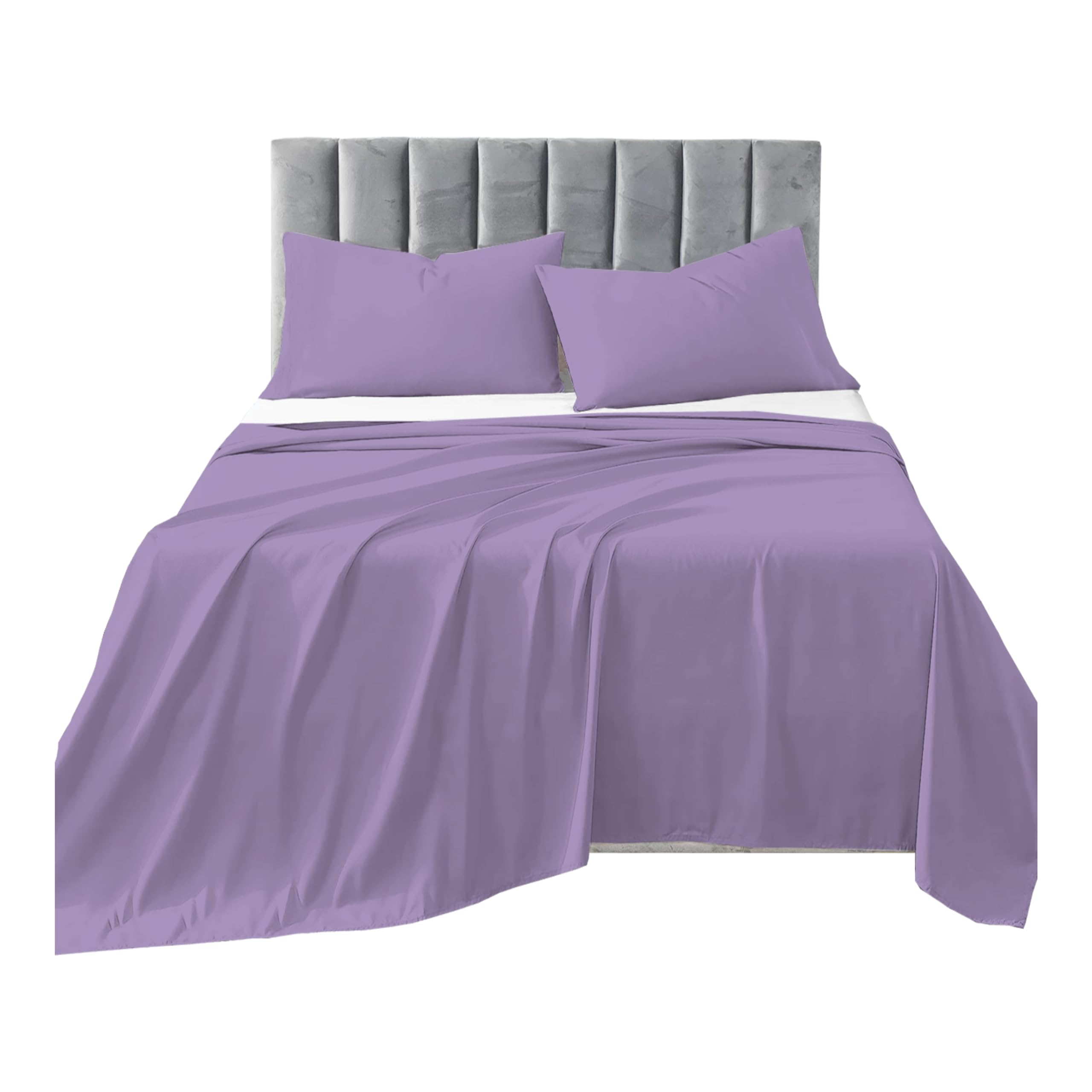 R&Z Plain Luxuary Polycotton Flat Sheets Single, Double, King, S King (Lilac, King)