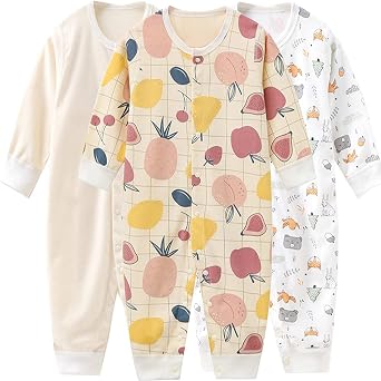 Kiddiezoom Baby Footed Cotton One-Piece Romper Jumpsuit Pajamas