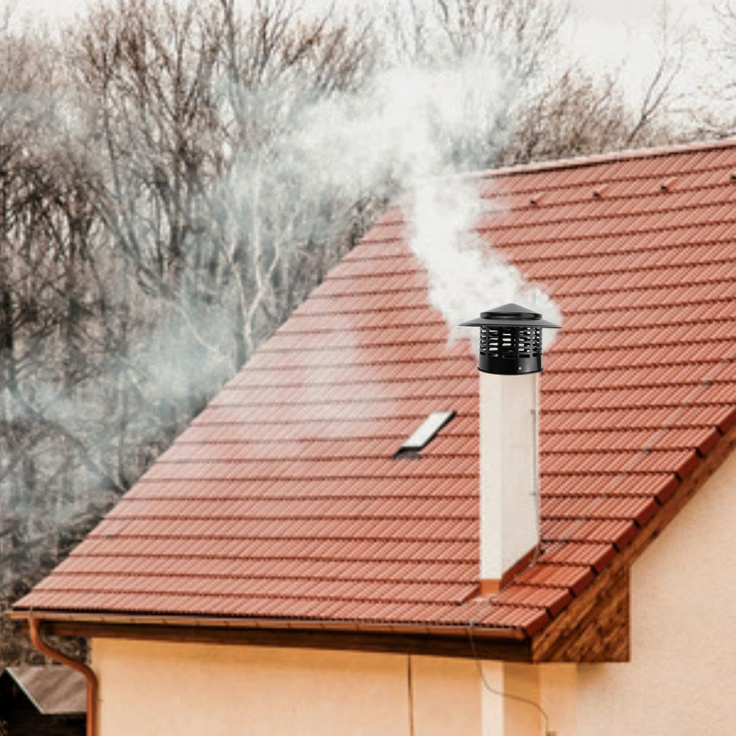 4 Inch Chimney Cap 304 Stainless Steel Cone Top Chimney Cap Black Round Roof Vent Cap Chimney Cover Stove Pipe Chimney Cap for Outside