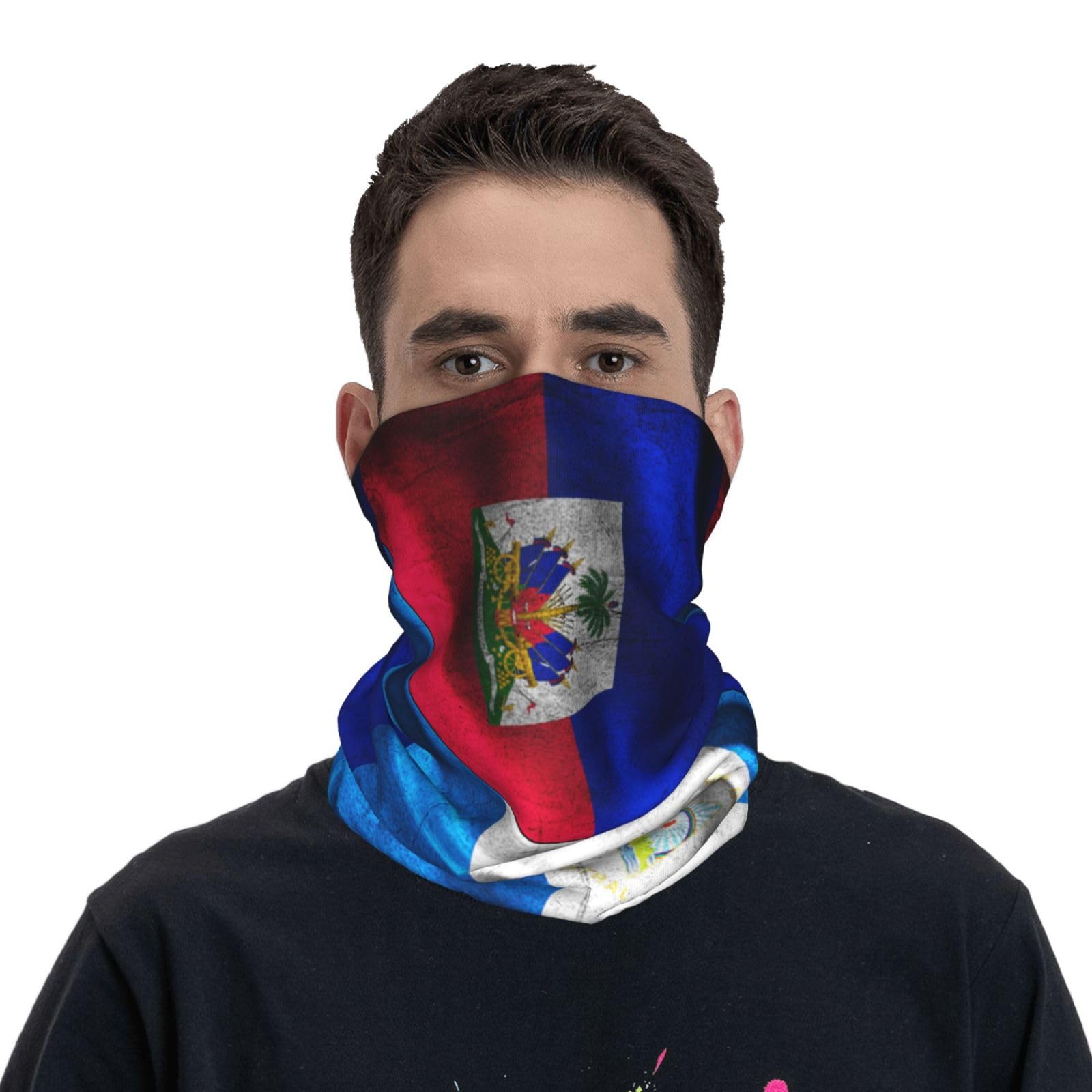 Haitian Flag Nicaraguan Nicaragua Flag Headwear Bandana Neck Gaiter Face Scarf Outdoor Neck Warmer Balaclava for Running Cycling Skating