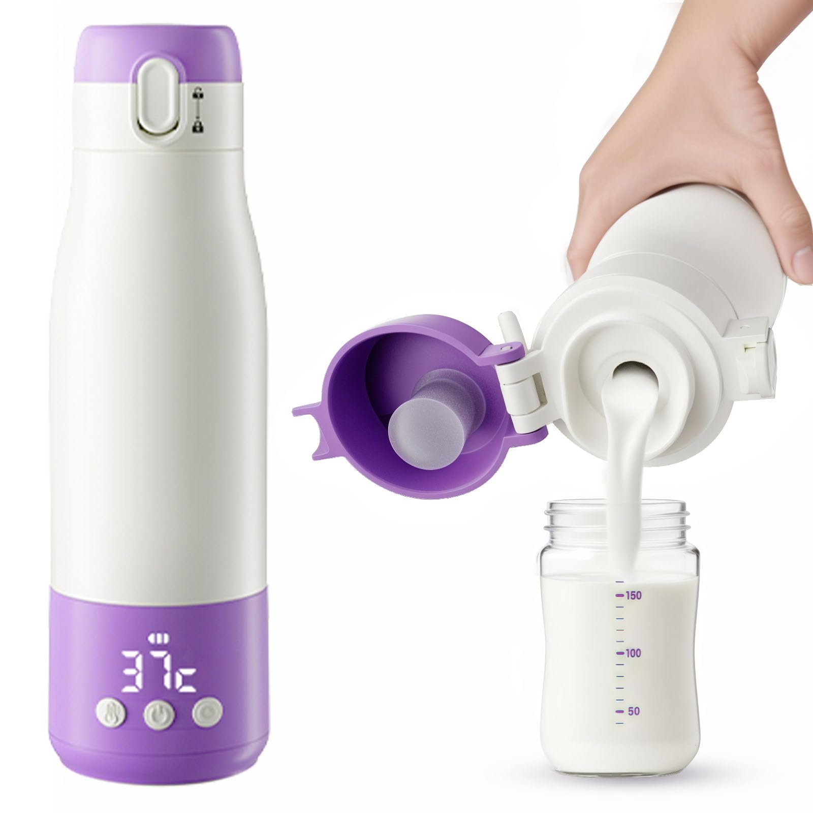 AccworkPortable Constant Temperature Bottle Warmer - SUS316 Stainless Steel, 350ml Portable Baby Bottle Warmer - Fast Heating, Smart Temperature Control
