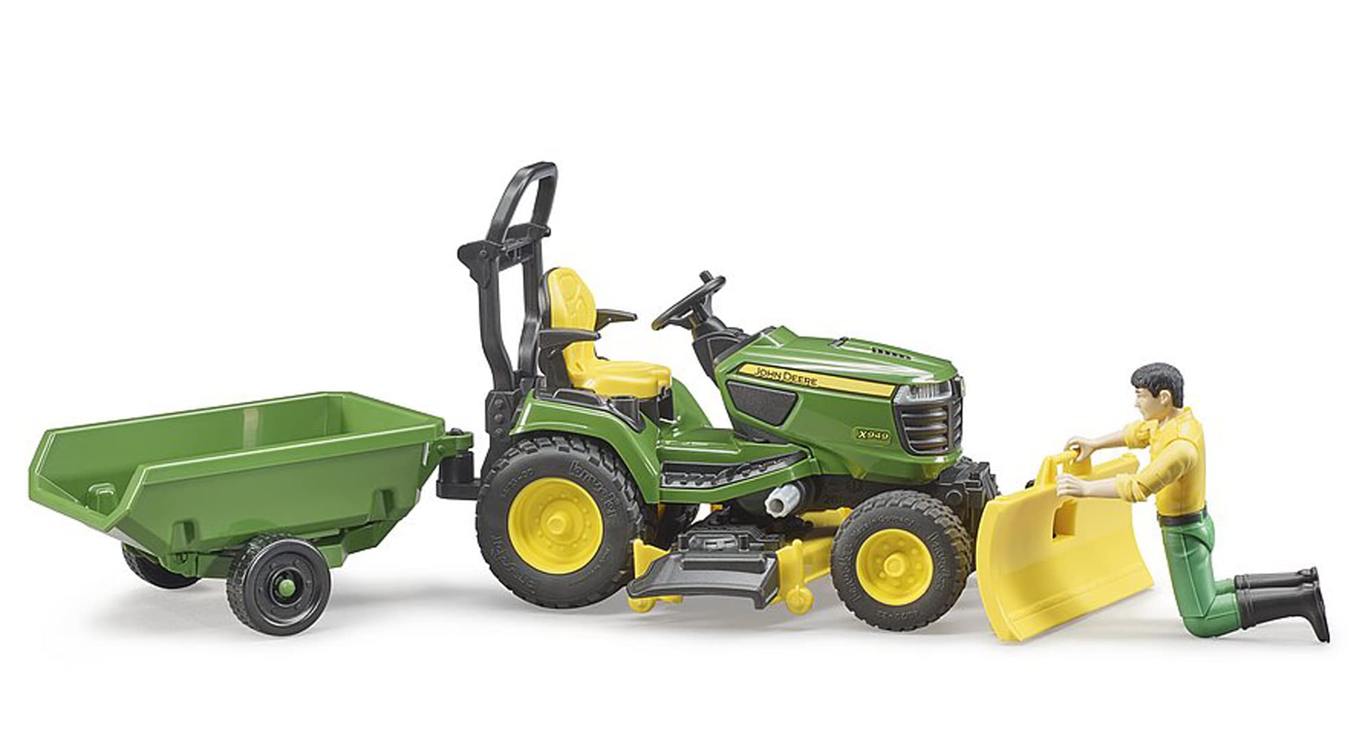 John Deere X949 Mowing Tractor with Trailer and Figure, Multicoloured - Image 3