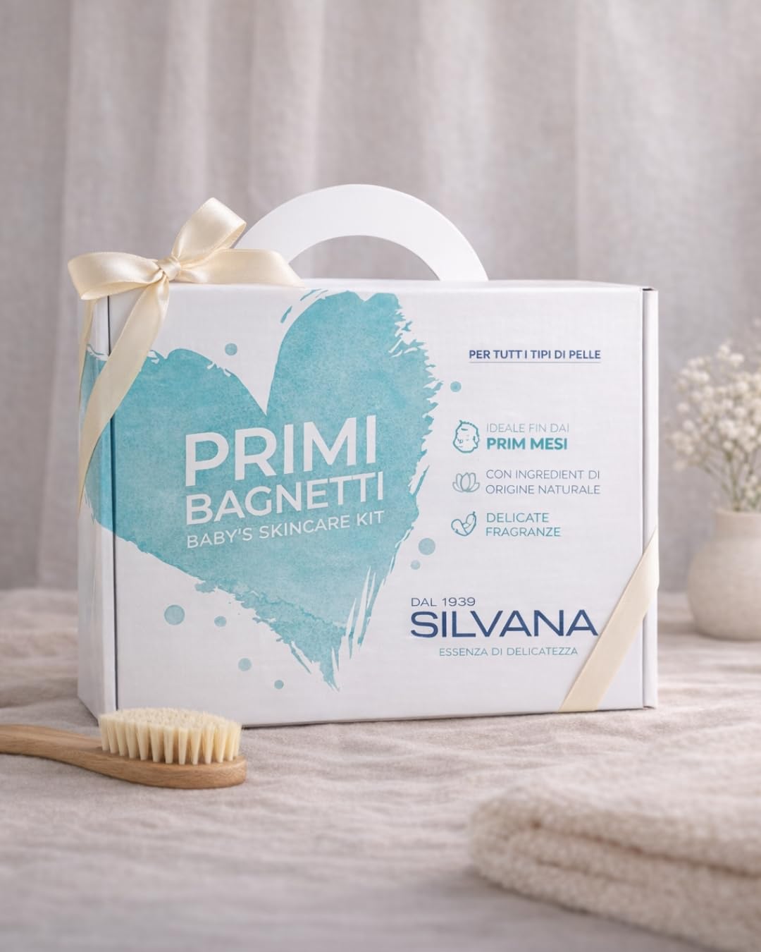 Silvana Primi Bagnetti – Cofanetto Regalo Neonato con Fiale da Bagno e Spugna Marina Naturale – Kit Bagnetto Delicato per Neonati | Kit Bagnetto Neonato con Fiale da Bagno e Spugna Marina Naturale