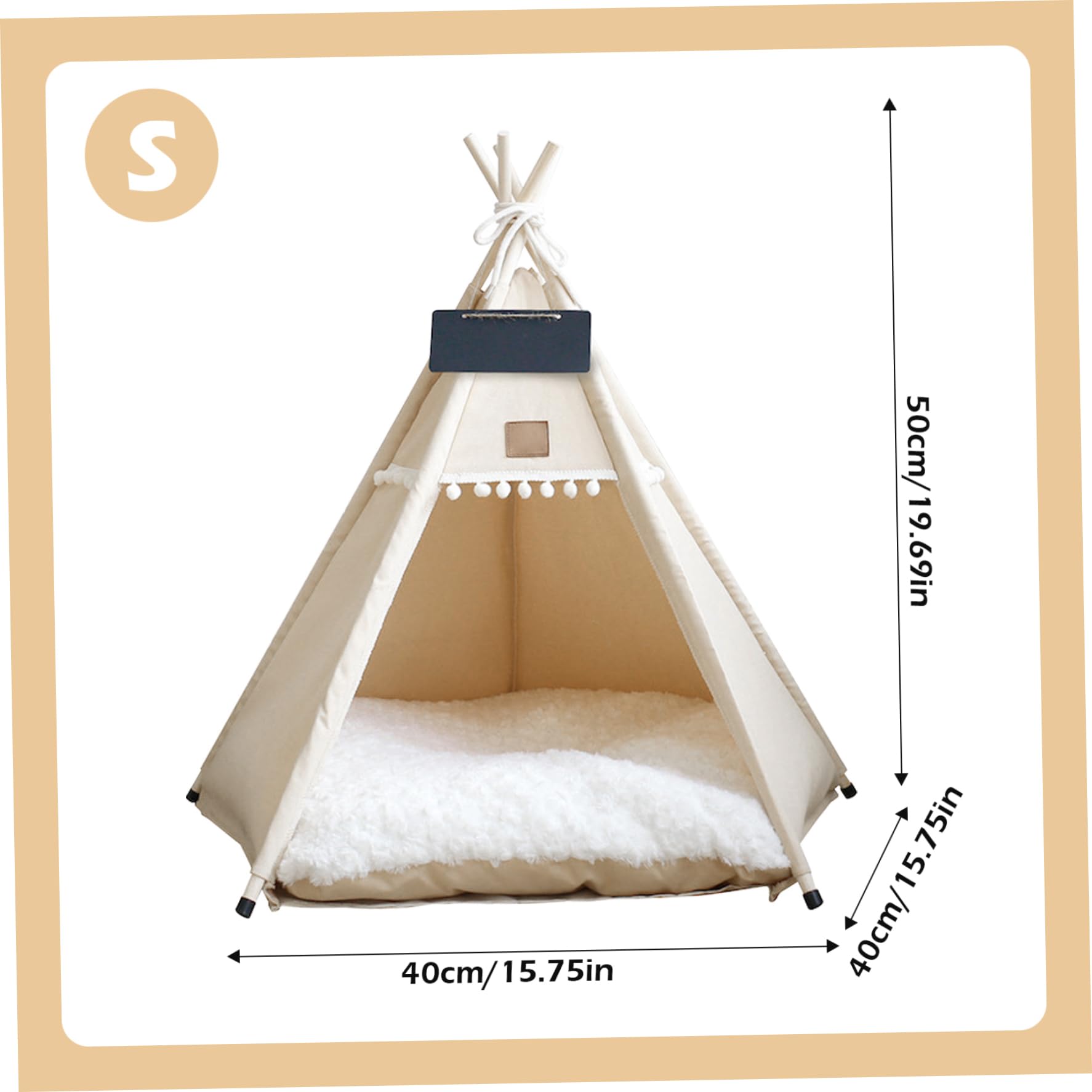 Tipi pour Chien et Chat Tentes de tipi Portables pour Animaux de Compagnie avec Coussin et Petit Tableau 20 Pouces Haut Niche d'intérieur Lavable pour Chiot Lit Doux pour Animaux Moins 7 kg