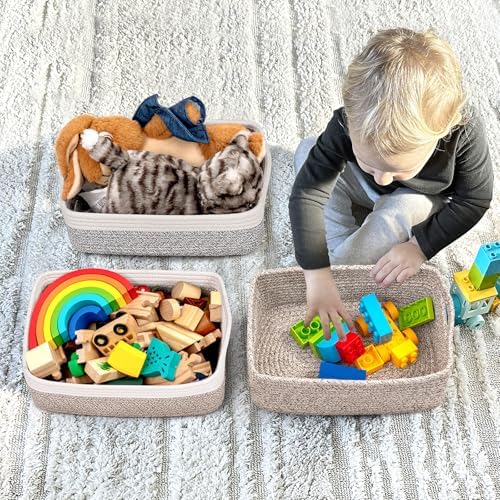 Goodpick 3-Pack Rope Storage Baskets for Gifts,11 x 7 x 4.5 in - 3