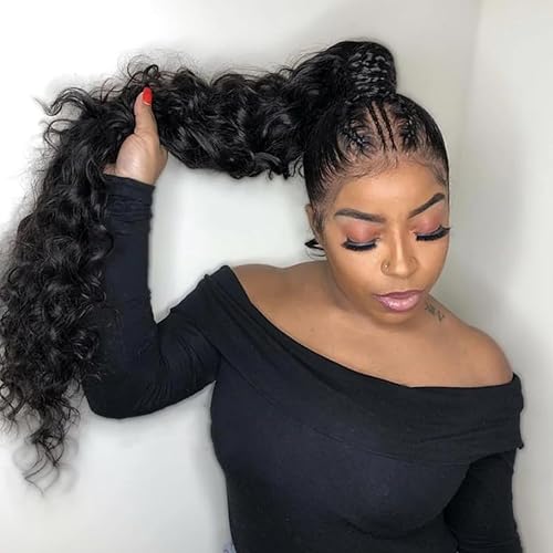 Miniatura 6 de Extensiones de cabello humano con pasta mágica, cola de caballo, ondas de agua, pasta mágica, envoltura alrededor de cola de caballo, cabello Remy