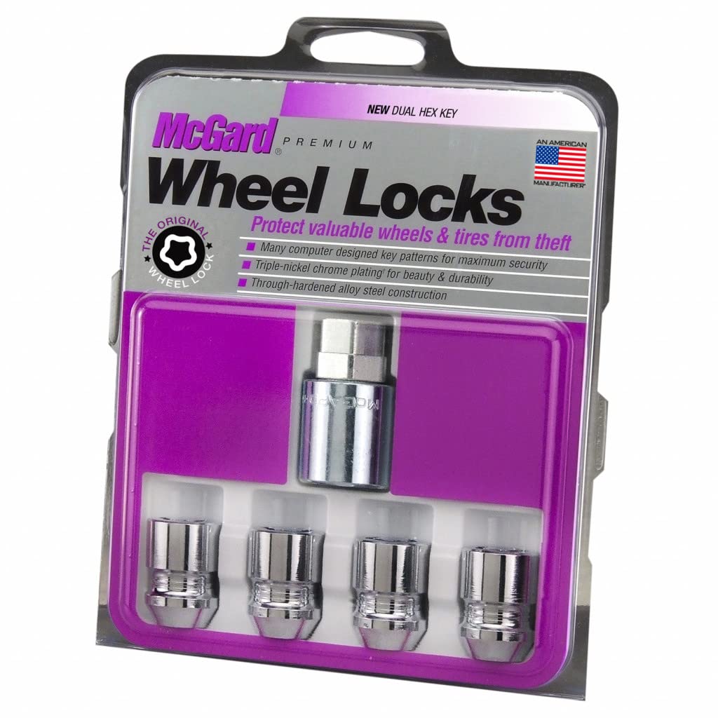 McGard Wheel Lock Nut Set for Nissan Altima 1993-2020 | 4 Pack | Cone Seat | M12 x 1.25 | 19mm & 21mm Dual Hex | 1.28 in. Length | Chrome