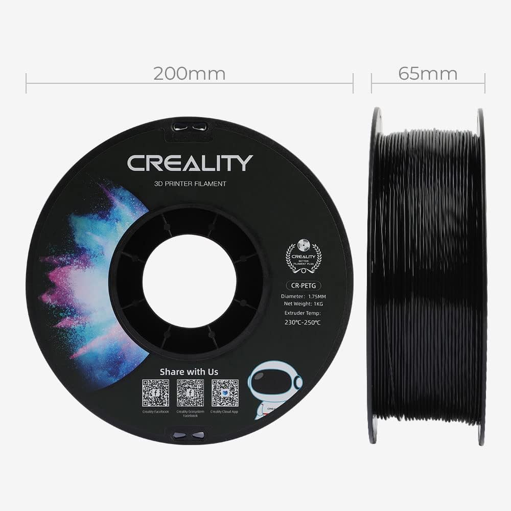 Creality PETG Filament 1.75, 3D Printer Filament, Excellent Toughness High Precision, Odorless Non-Toxic Moistureproof, 1kg(2.2lbs) Glossy 3D Printing Filament for 3D Printer (Black) - Image 8