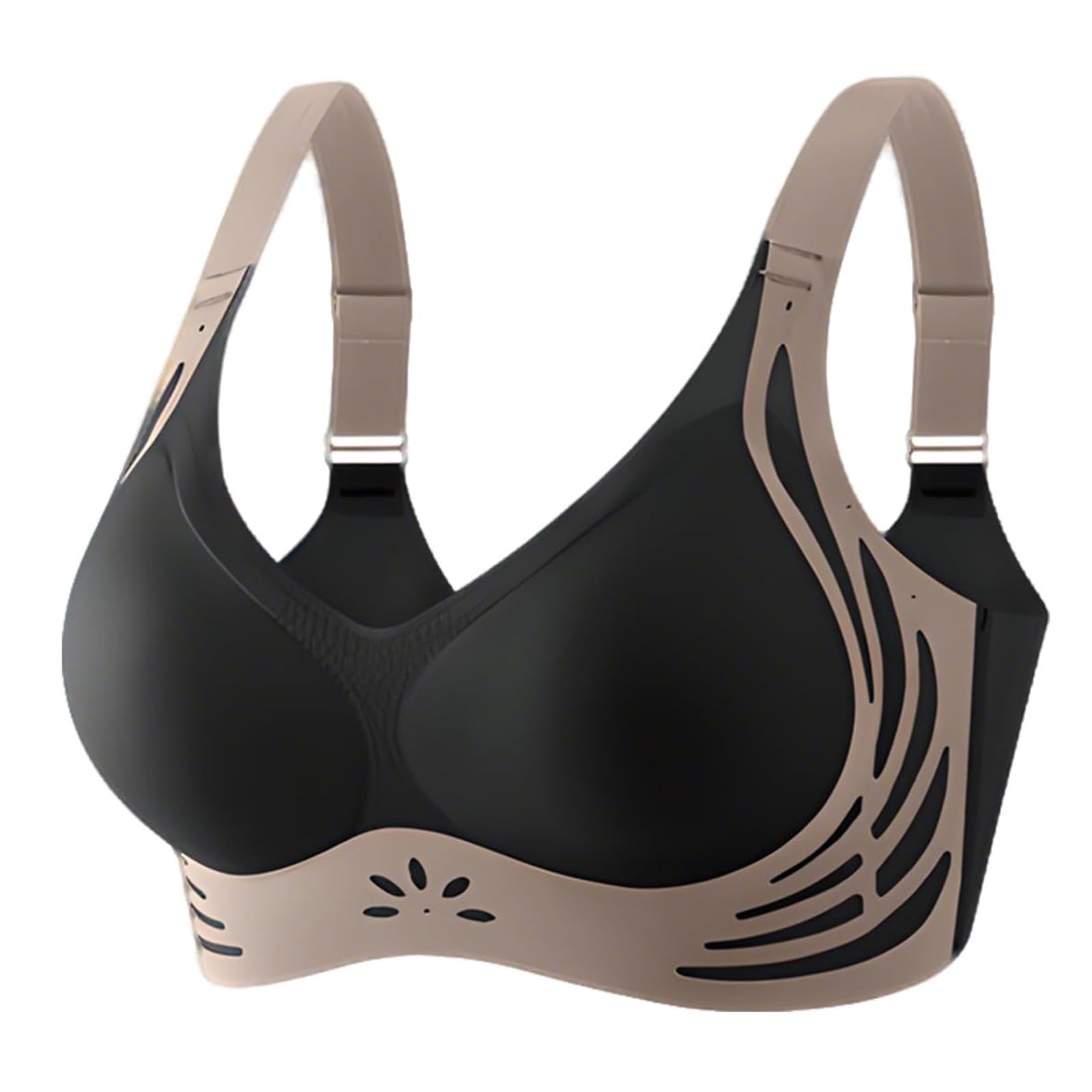 Biustonosze bez fiszbin Push Up UK Bez fiszbin Bez fiszbin Komfort Plus Size Push-Up Pełne pokrycie Wyściełane duże piersi Biustonosze na co dzień Wsparcie Lift Wygodny, bez fiszbin, prążkowany