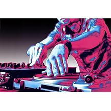 DJ Turntable Pop Art Print Poster 36 x 24in with Poster Hanger