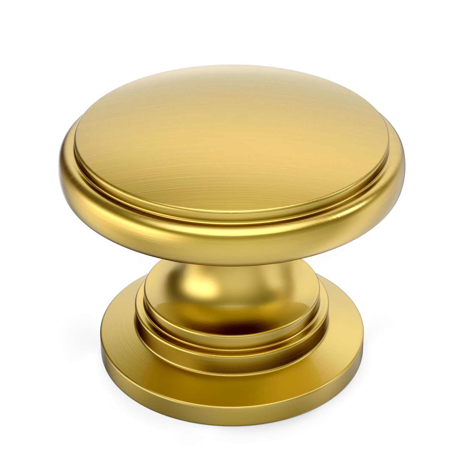 Amerdeco 5 Pack Brushed Moderne Brass Cabinet Knobs Single Hole Zinc Alloy