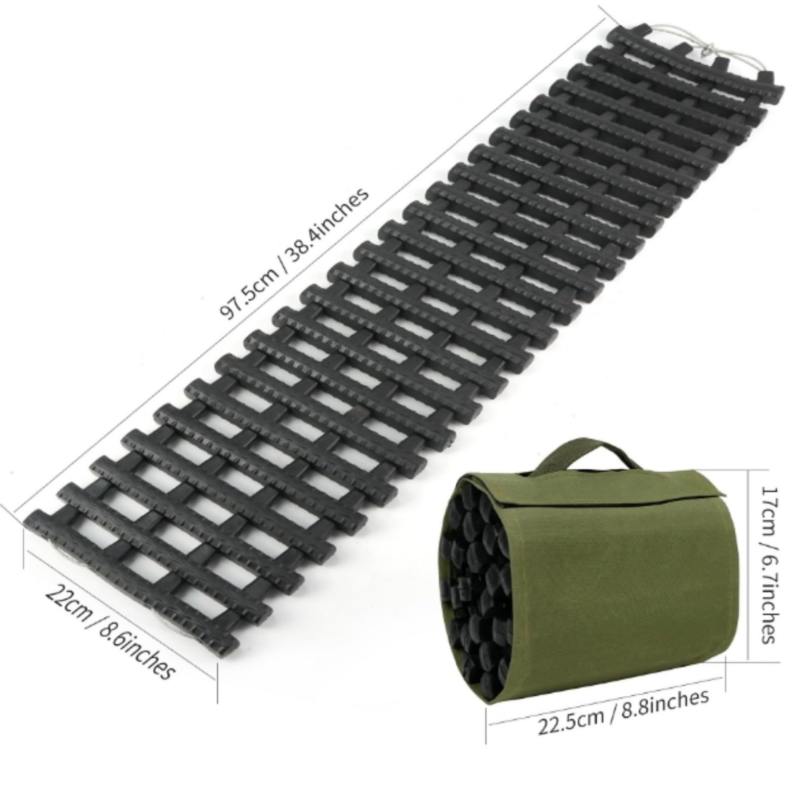 Auto Anfahrhilfe 100 x 21 cm Traktionshilfe Schwerlast Gummi Anfahrtshilfe Set Traktionsmatte mit Tragetasche Schwarz Wohnmobil Sandbleche für KFZ Auto Winter，auffahrkeile für wohnmobil.