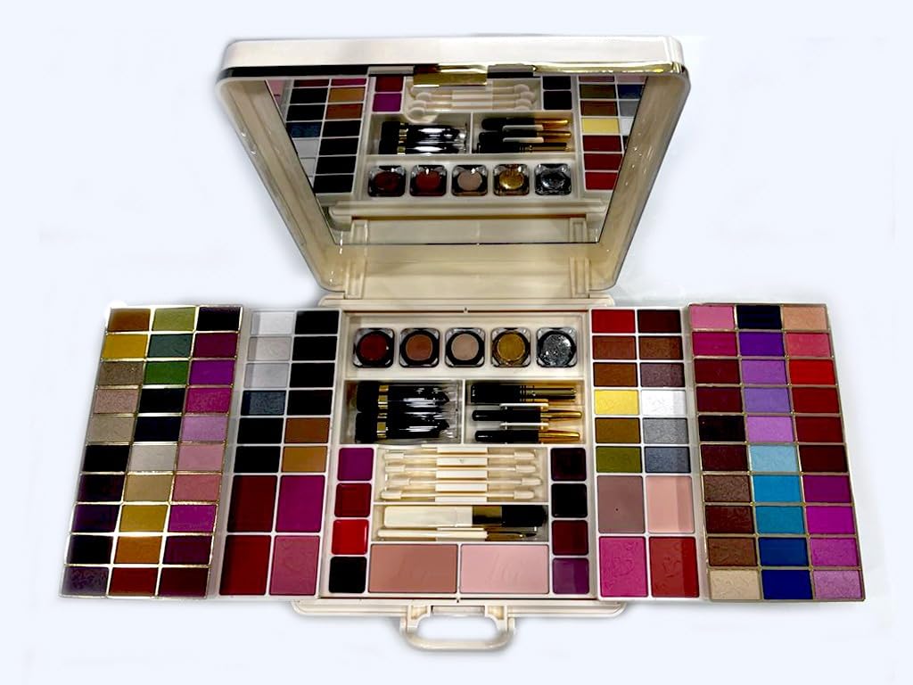 JustGold Professional All In One Makeup Palette Kit 78 Colors Eyeshadows, Blusher, Powder Cake, Lipgloss, Cancealor, Loose Glitter, Lipstick, Mascara, Eye & Lip Pencil Makeup Kit 985-image-29