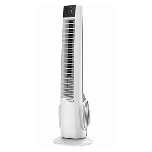 Lasko Oscillating Tower Fan, Remote Control, Timer, 4 Quiet Speeds, for Bedroom, Home Office and Kitchen, 38", White, T38400