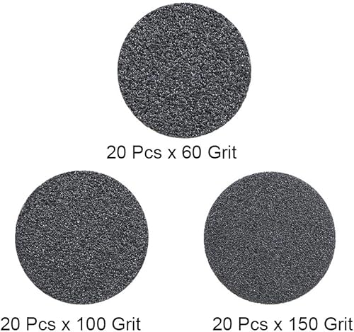 Miniatura 2 de uxcell Disco de lijado de gancho y bucle de 1 pulgada de carburo de silicio húmedo/seco grano 60/100/150 surtido 60 piezas