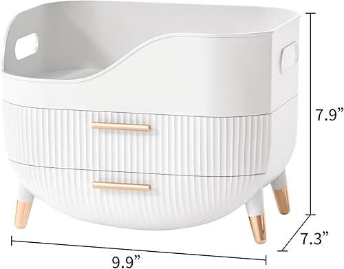Miniatura 3 de Organizador de maquillaje con cajones, organizador de cuidado de la piel para tocador, caja de almacenamiento con asa, vitrina grande de cosméticos