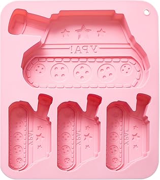 Soldier Hero Theme Army Tank Cake Decoration Fondant Silicone Molds for Chocolate Candy Cupcakes Clay Crafting Projects 1 Pcs, Pink