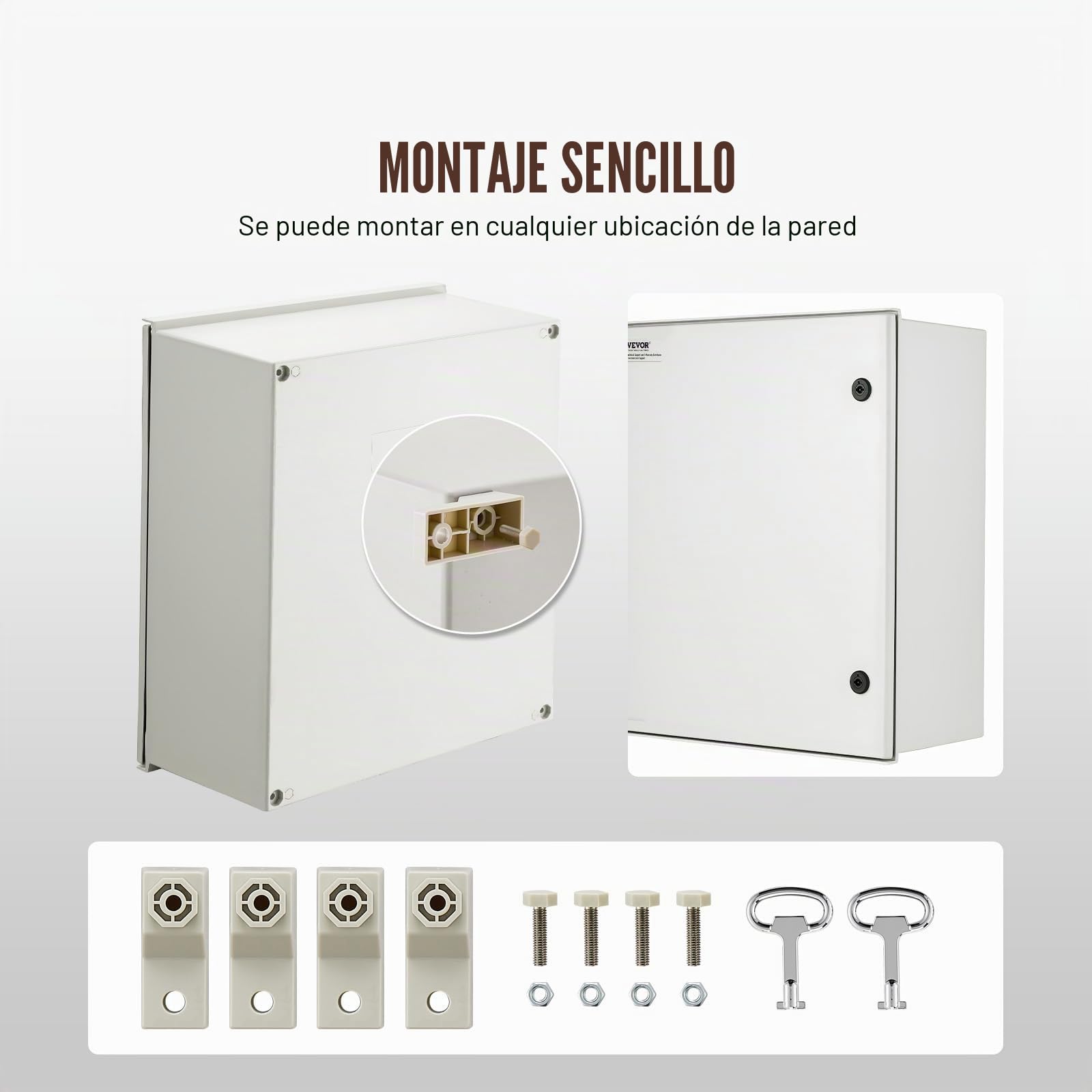 VEVOR Caja NEMA 50 x 40 x 20 cm Caja eléctrica de acero de fibra de vidrio Caja de conexiones con bisagras IP66 impermeable y a prueba de polvo para uso en interiores y exteriores con placa de montaje