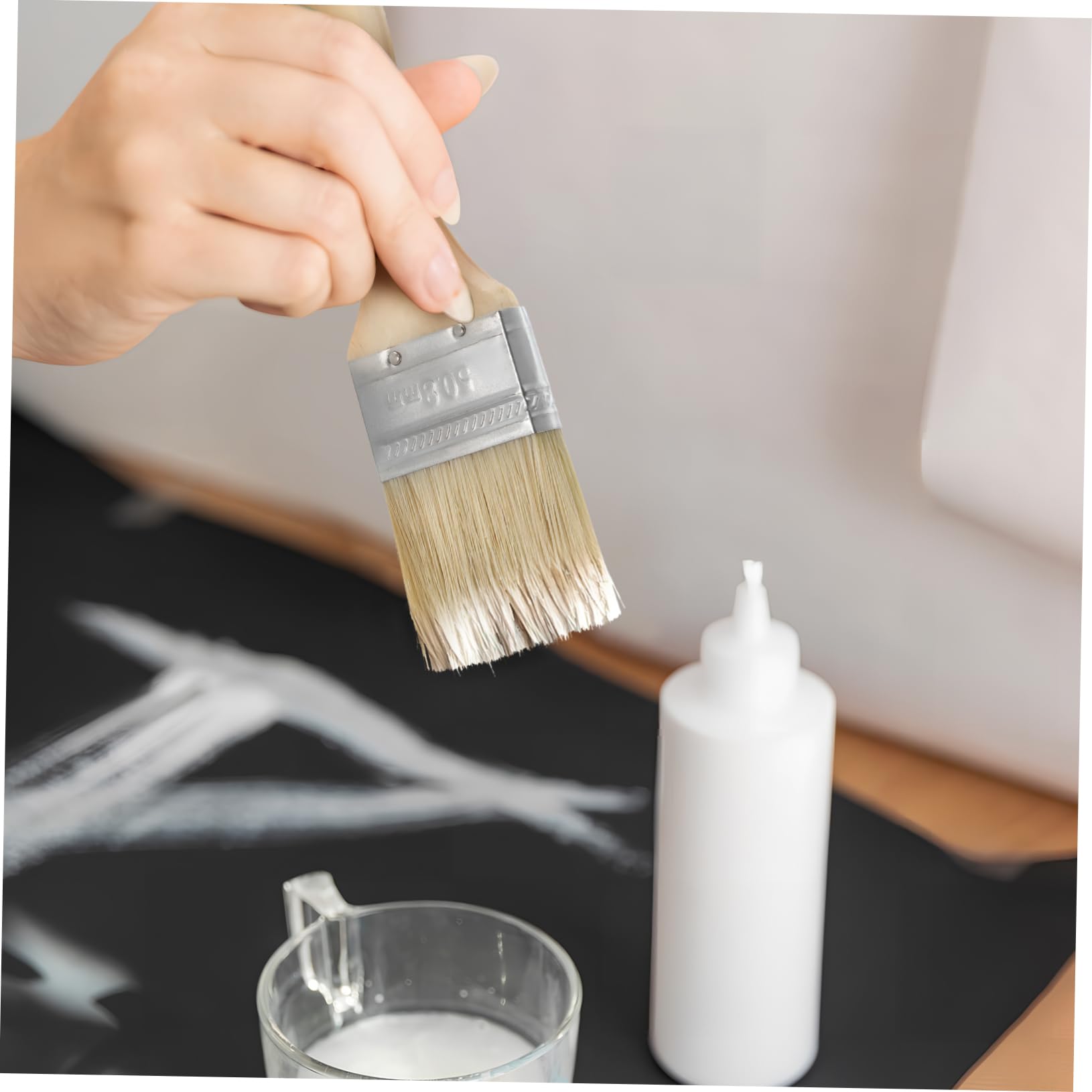 Veemoon 30 Pezzi Pennelli Piatti per Vernice con in Legno Spesso Pennelli per Pittura e Recinzioni per Smalti Vernici e Finiture Muro ed Esterno
