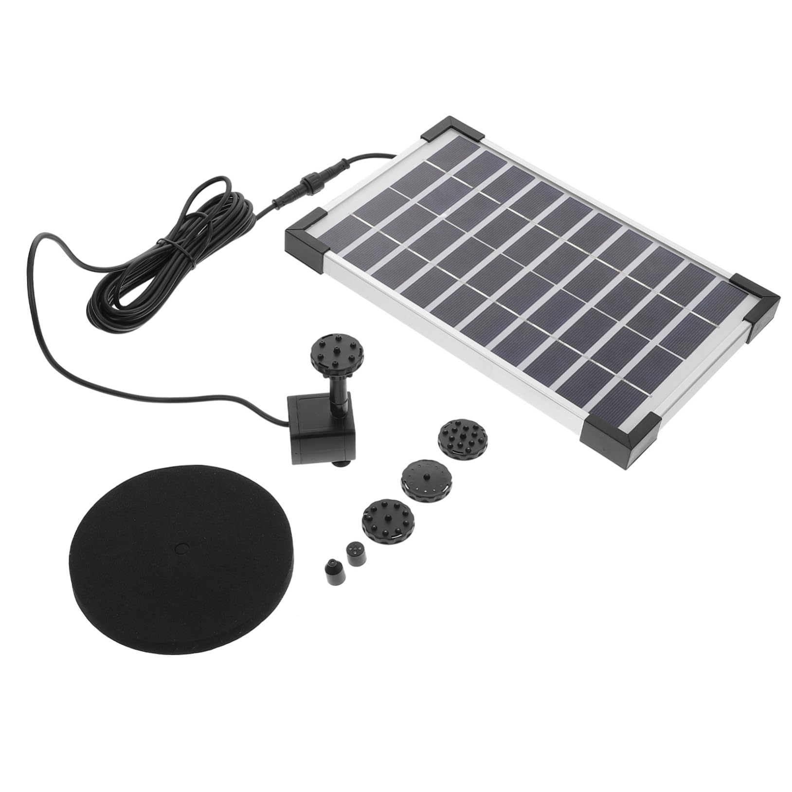 Fontana Solare Galleggiante 12v 5.0w Abs Nera per Giardino