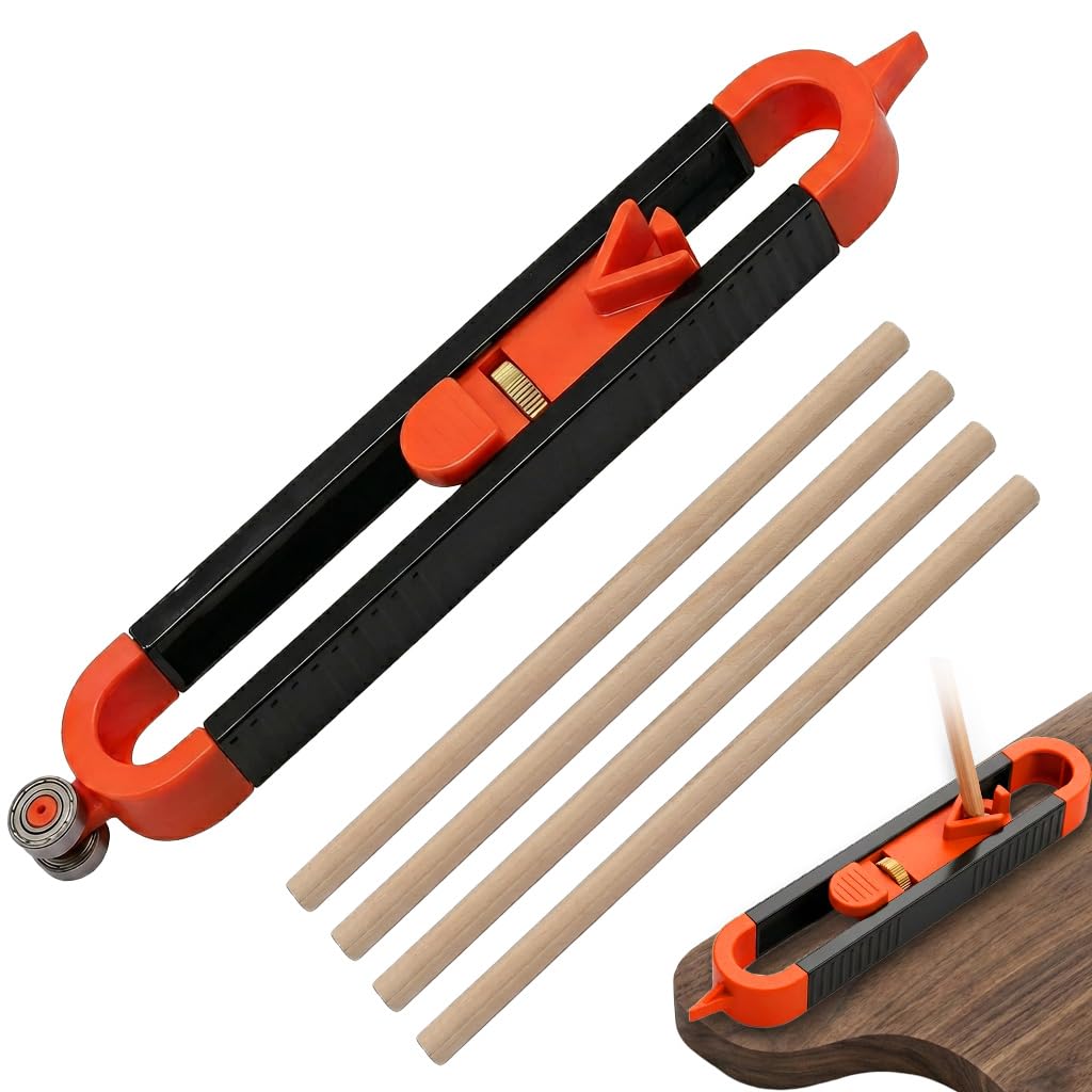 5Pcs Scribing Tool Set for Woodworking, Contour Gauge Profile Gauge Tool with Lock, Adjustable Woodworking Edge Corner Measuring Duplicator for Flooring, Carpet, and Tile Laying, with 4 Pencils