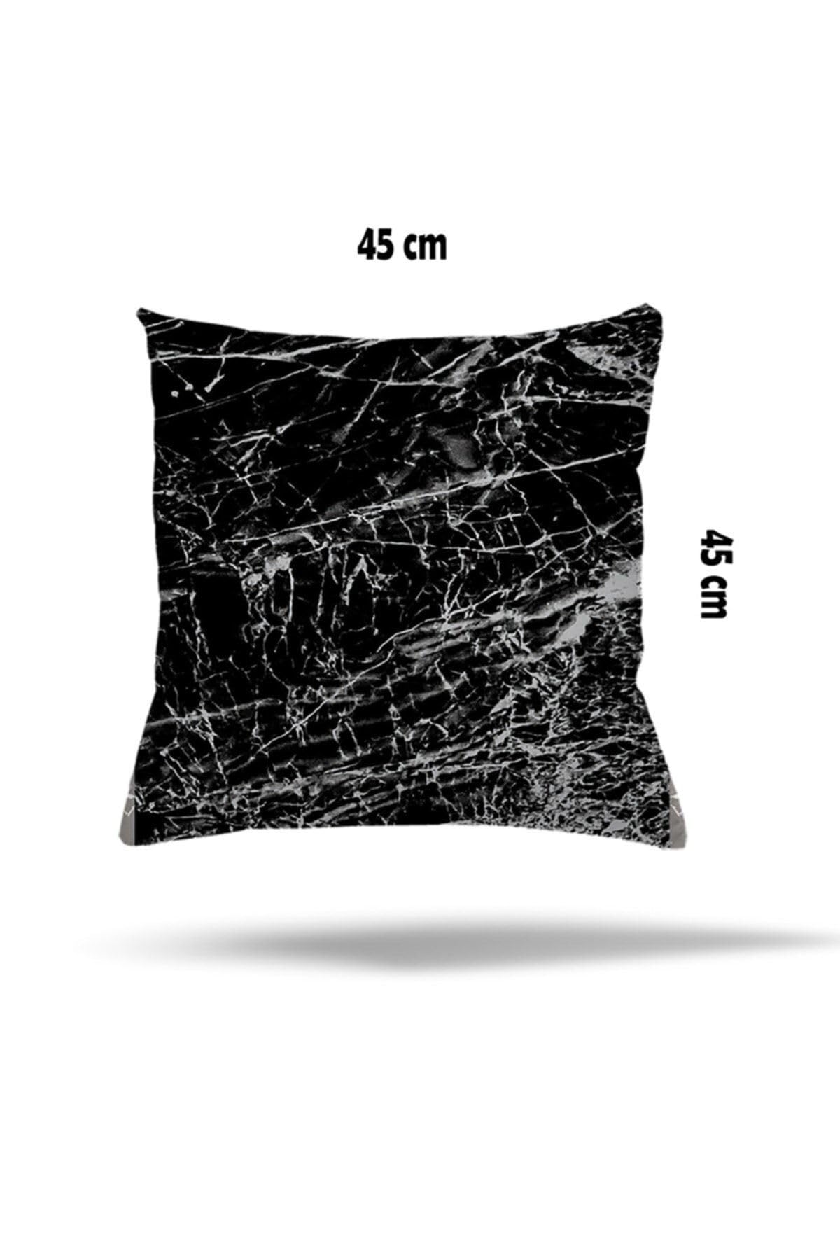 Pelangi Geometrik Batik Desen Gizli Fermuarlı Yastık Kılıfı Kırlent Kılıfı Koltuk Yastık Kılıfı, Siyah-Beyaz 45 x 45