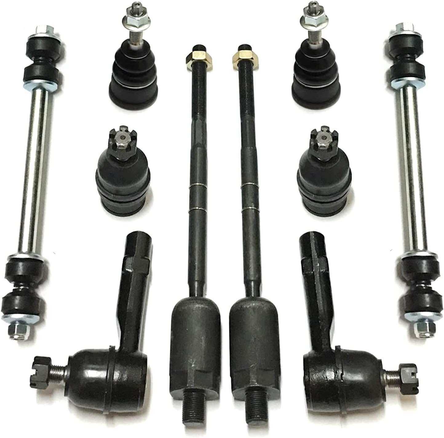 PartsW - 10 Pieces Upper Lower Ball Joints Tie Rod Ends Sway Bar Links Front Suspension Kit